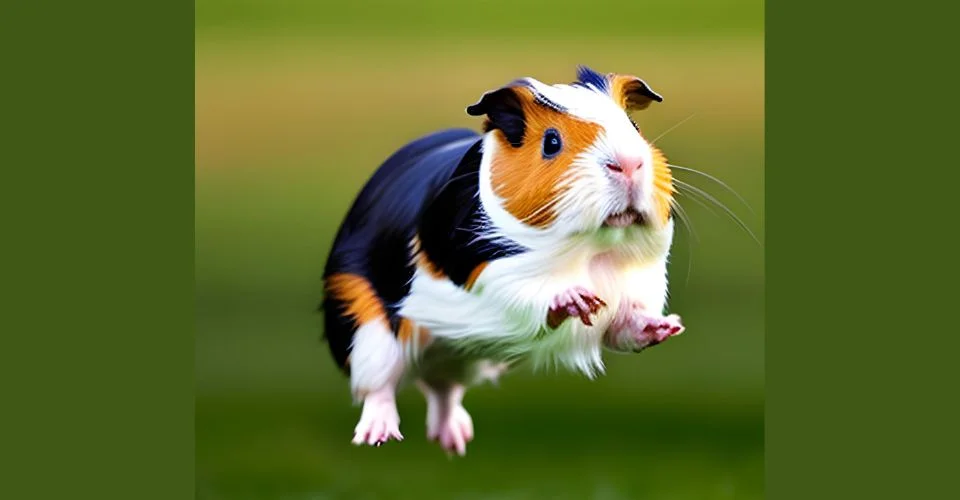 Guinea Pig Popcorning-jumping and twisting in the air